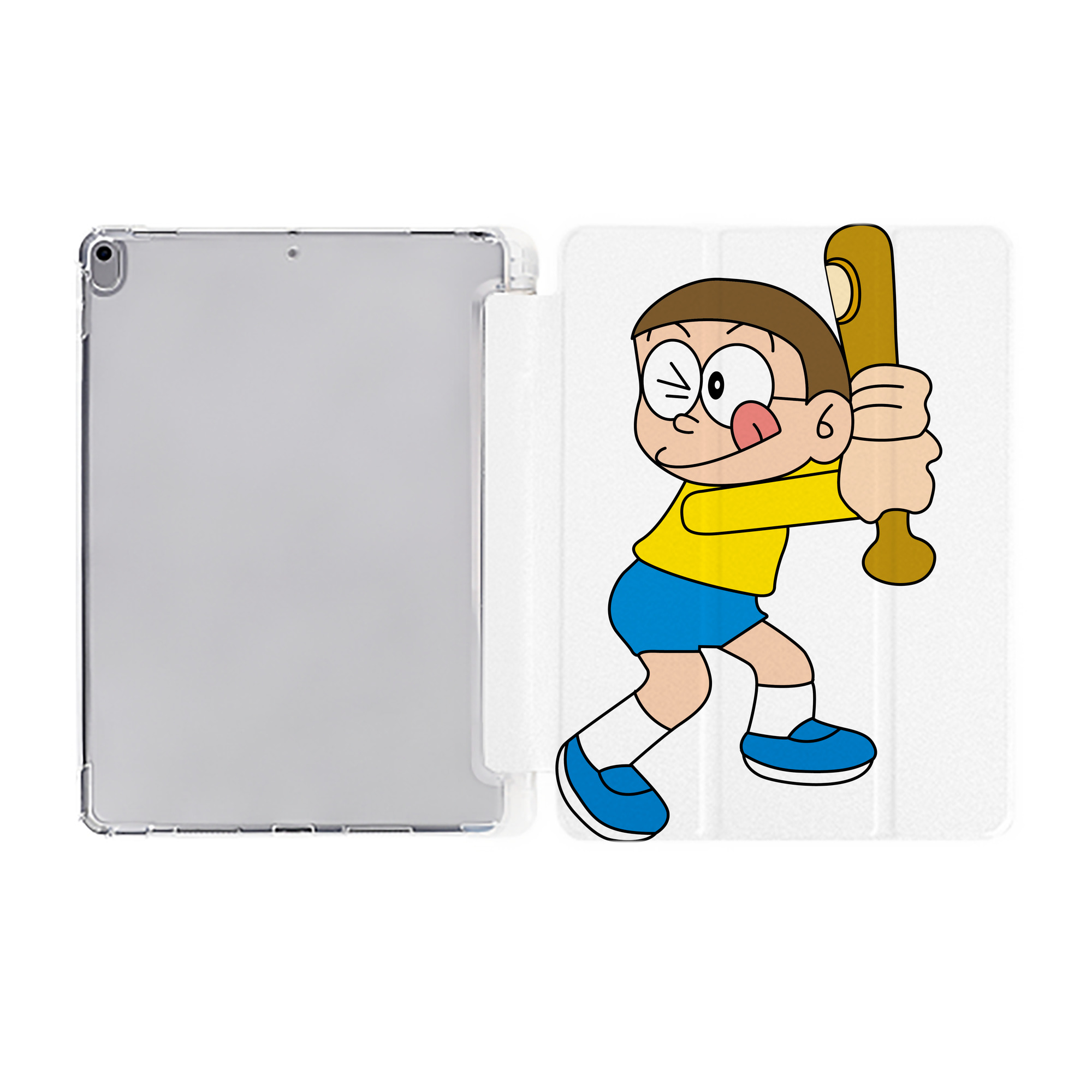 （画像用） ドラえもん 野比 のび太 Doraemon Nobita Nobi IPad ケース ペン収納付き 三つ折りスタンド PUレザー×シリコン 対応機種9.5/10.5/10.9インチ